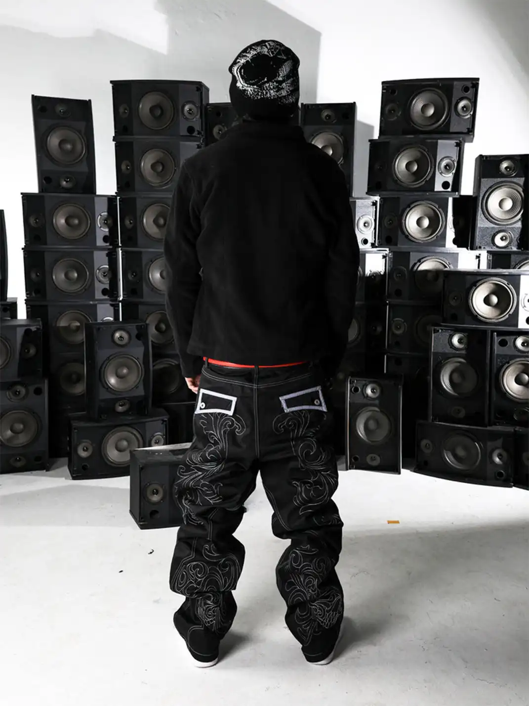 PCCVISION | Topstitched Skull Straight Leg Pants