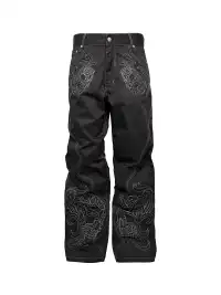 PCCVISION | Topstitched Skull Straight Leg Pants