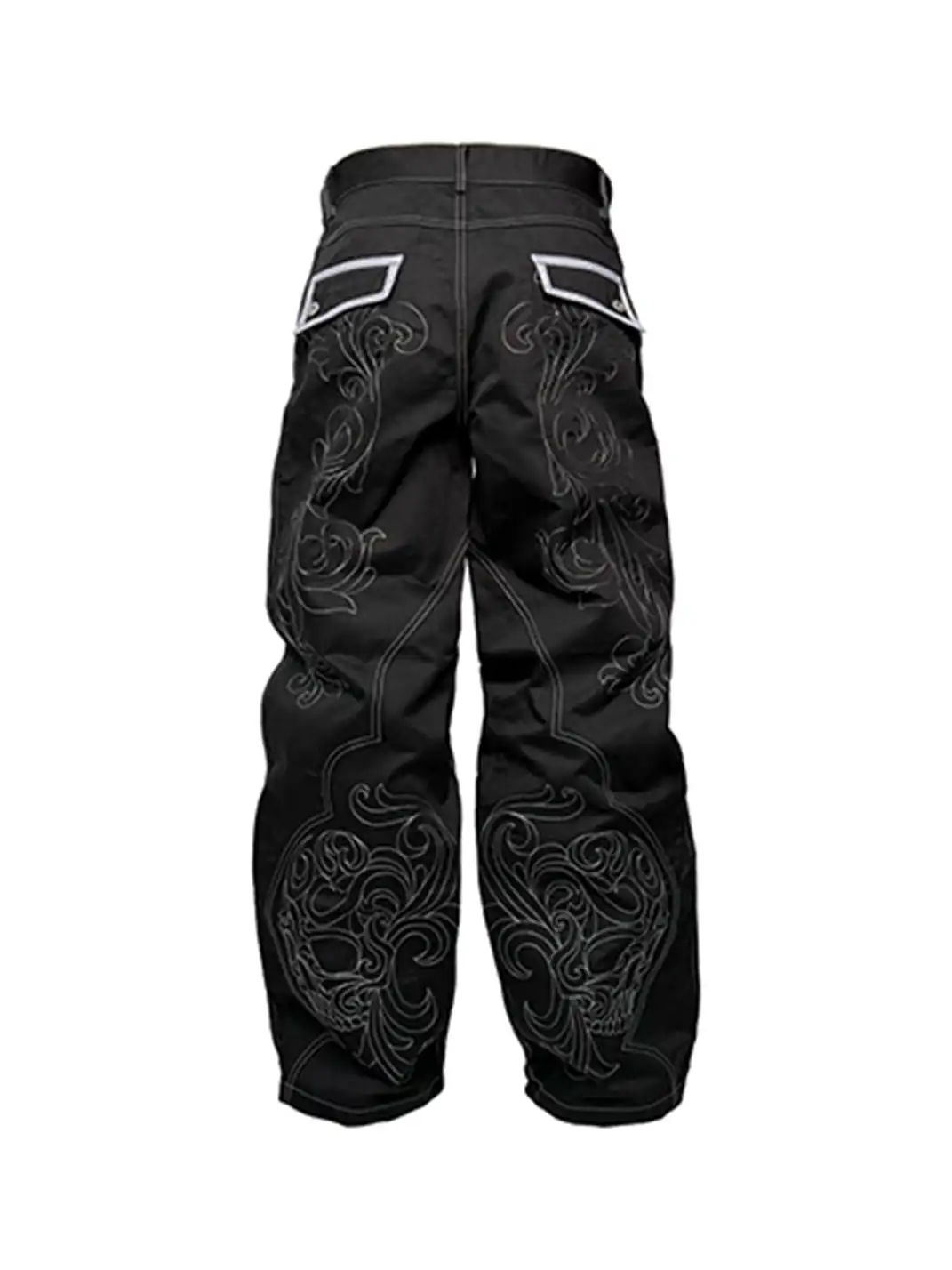 PCCVISION | Topstitched Skull Straight Leg Pants