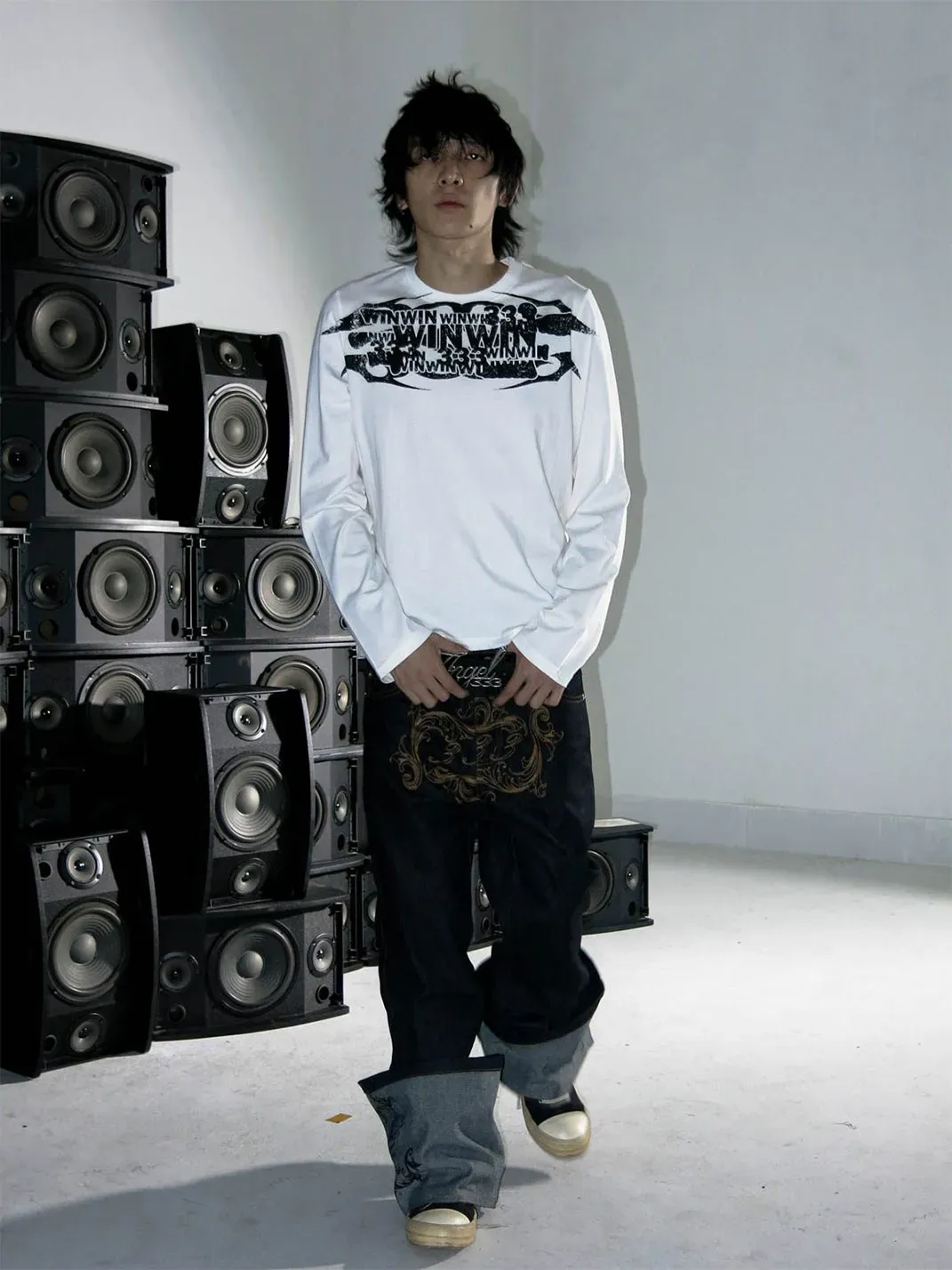 PCCVISION | Distressed Crew Neck Printed T-Shirt