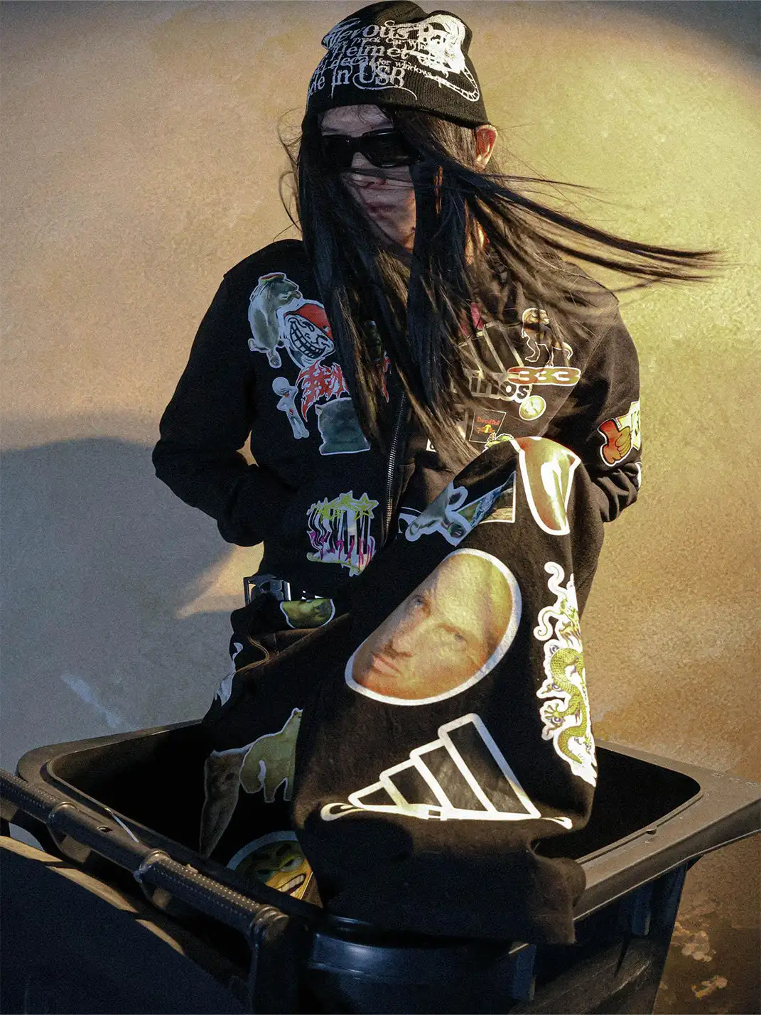 PCCVISION | Sticker Print Straight Leg Pants