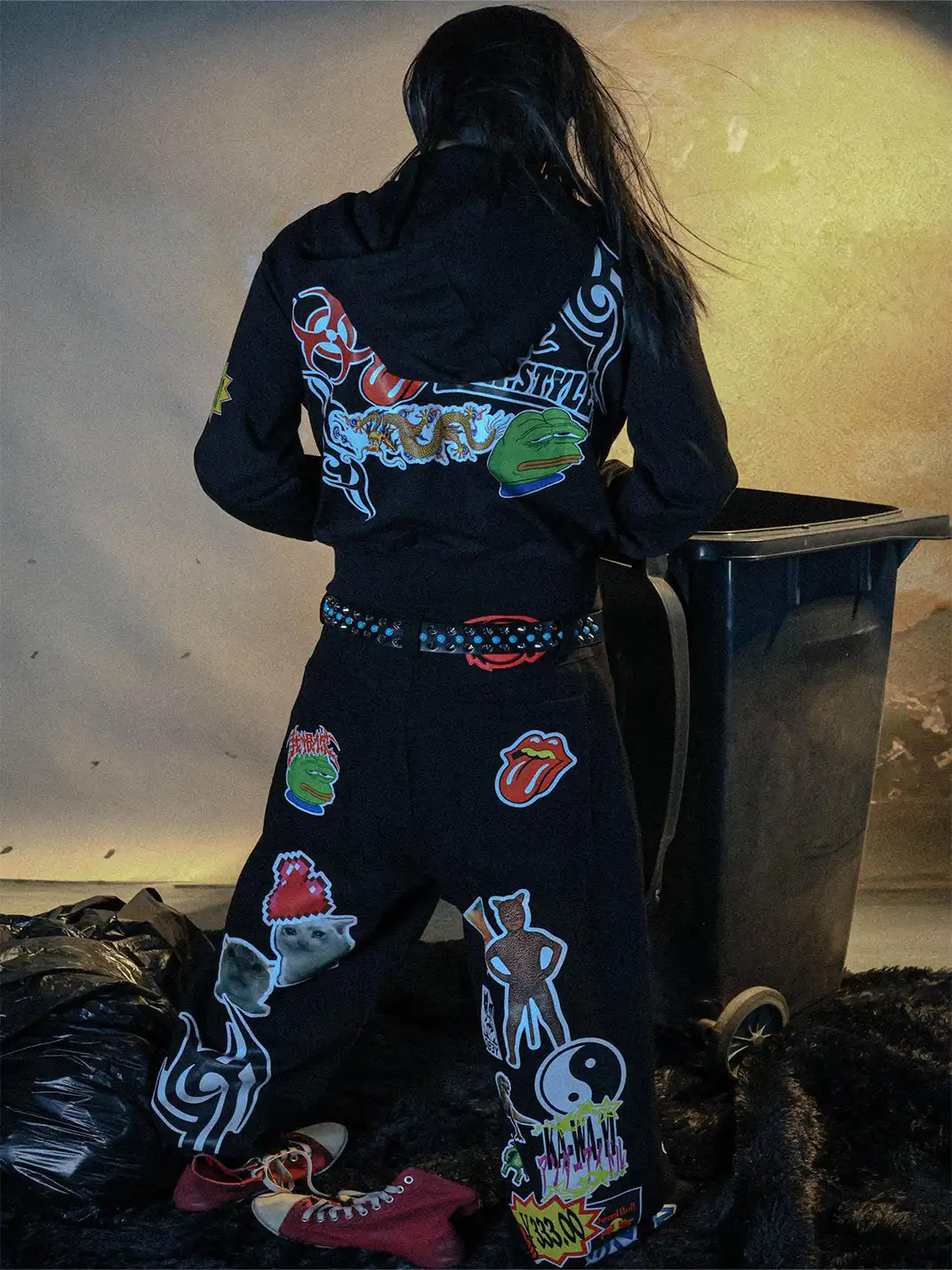 PCCVISION | Sticker Print Straight Leg Pants