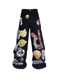 PCCVISION | Sticker Print Straight Leg Pants