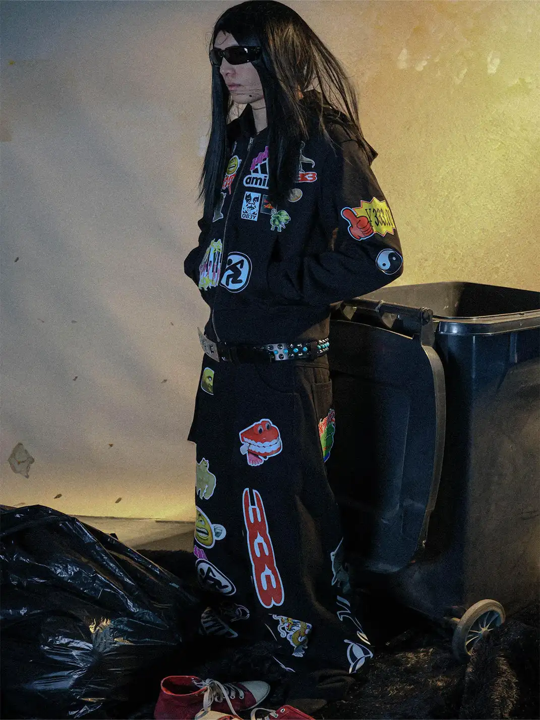 PCCVISION | Sticker Print Straight Leg Pants