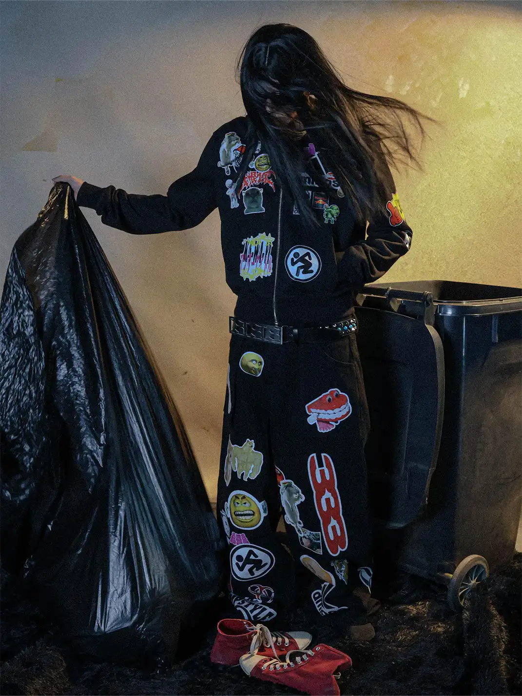 PCCVISION | Sticker Print Straight Leg Pants