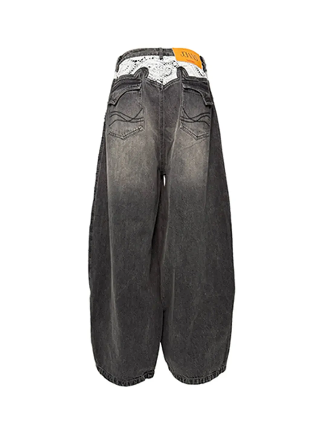PCCVISION | Lace-Trimmed Straight Leg Jeans