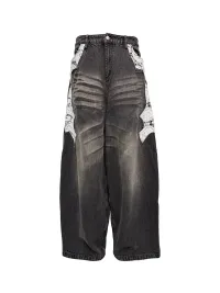 PCCVISION | Lace-Trimmed Straight Leg Jeans