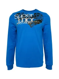 PCCVISION | Blue And Gray Two-Tone Printed Crew Neck T-Shirt