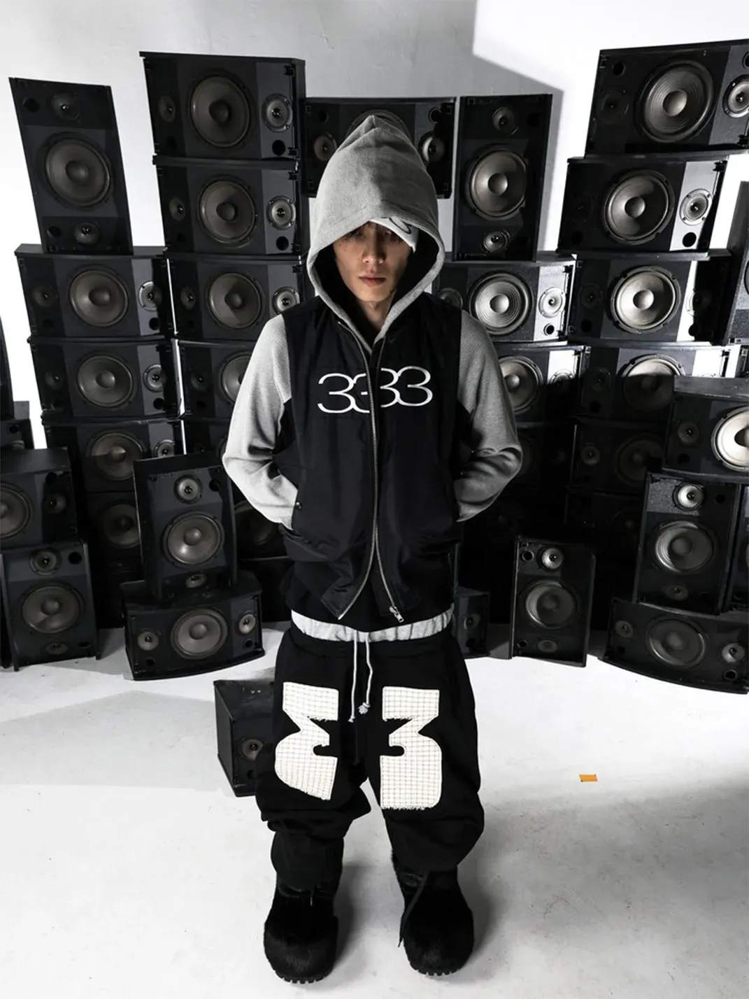PCCVISION | Color-Blocked Raglan Printed Hoodie