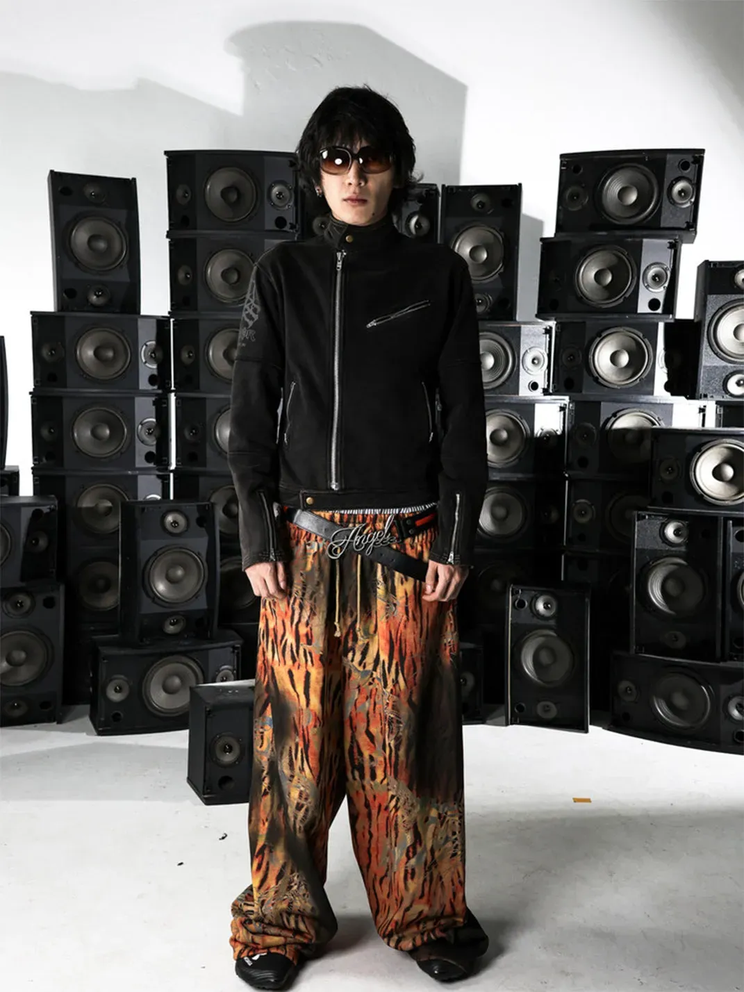 PCCVISION | Tiger Stripe Print Dirty Sweatpants