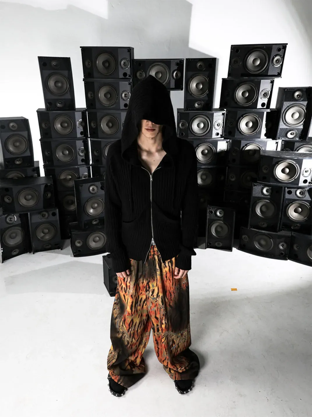 PCCVISION | Tiger Stripe Print Dirty Sweatpants