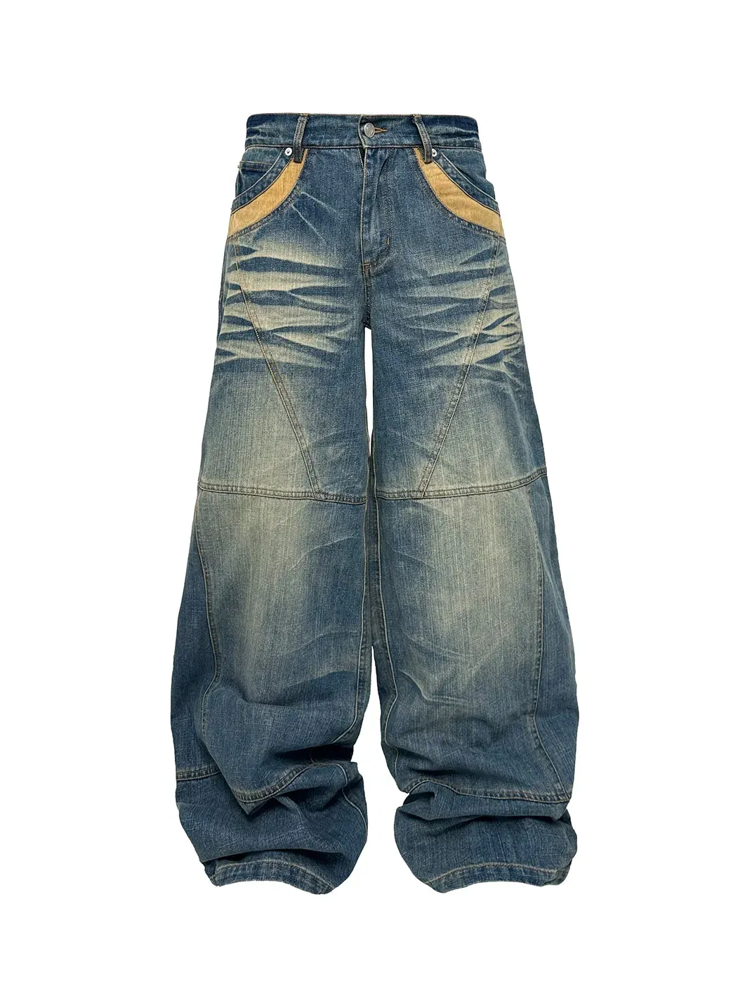 PCCVISION | Bamboo-Patterned Distressed Jeans