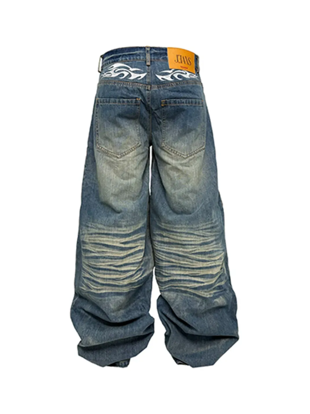 PCCVISION | Bamboo-Patterned Distressed Jeans