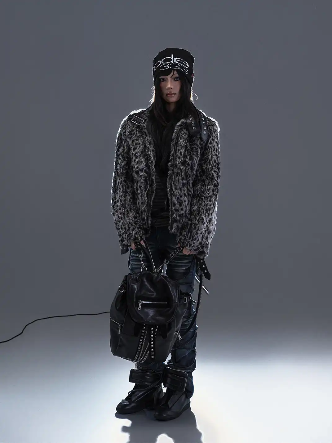 PCCVISION | Two-Tone Distressed Flared Pants With Laces