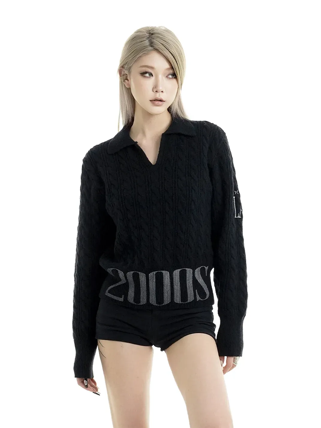 Gods plan | 2000S Slogan V-neck Knitted Sweater