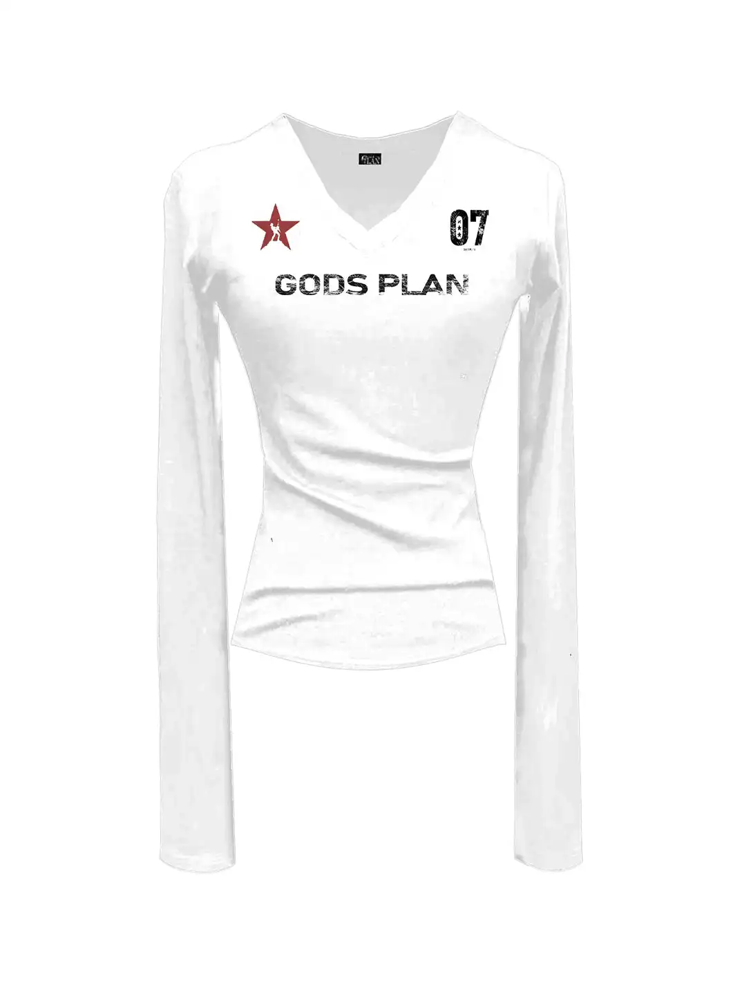 Gods plan | V-neck Number Printed Long Sleeve Top