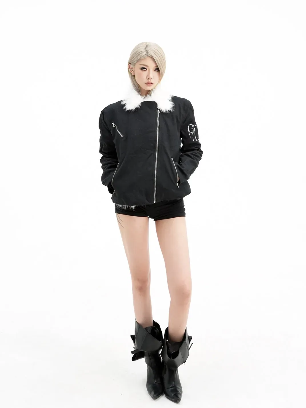 Gods plan | Heavy-Duty Asymmetrical Placket Zipper Fur Coat