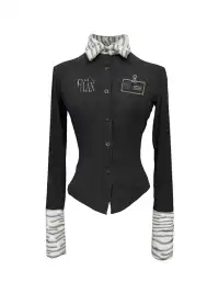 Gods plan | Gods Plan Zebra Print Patchwork Long Sleeve Shirt
