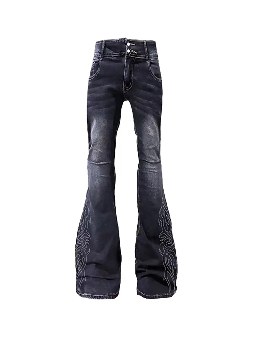 Gods plan | Vintage Washed Totem Print Jeans