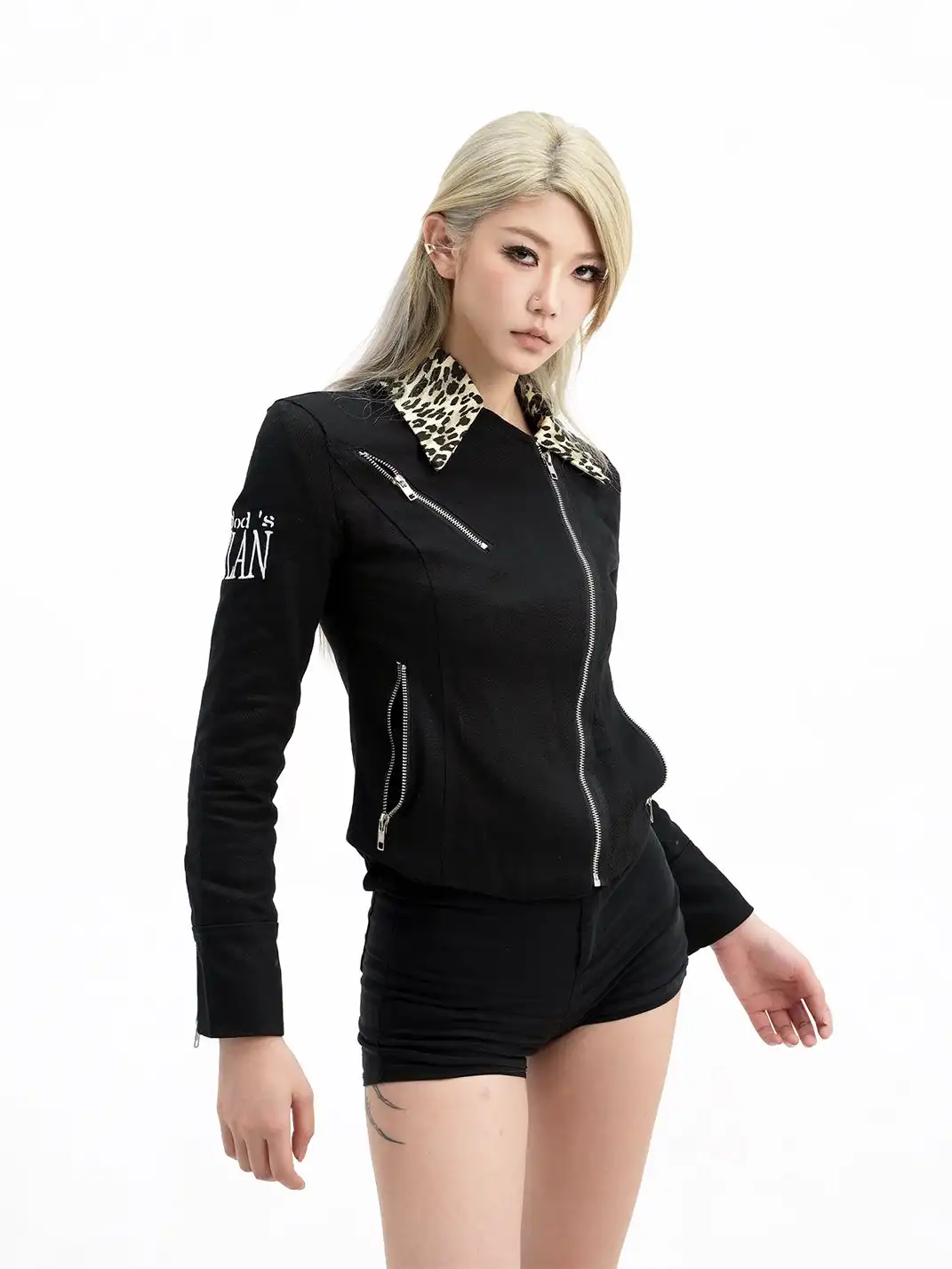 Gods plan | Leopard Print Patchwork Fake Two-Piece Jacket