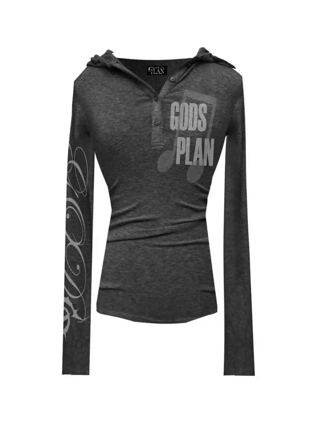 Gods plan | Musical Note Pattern Waist Cinched Hooded Top