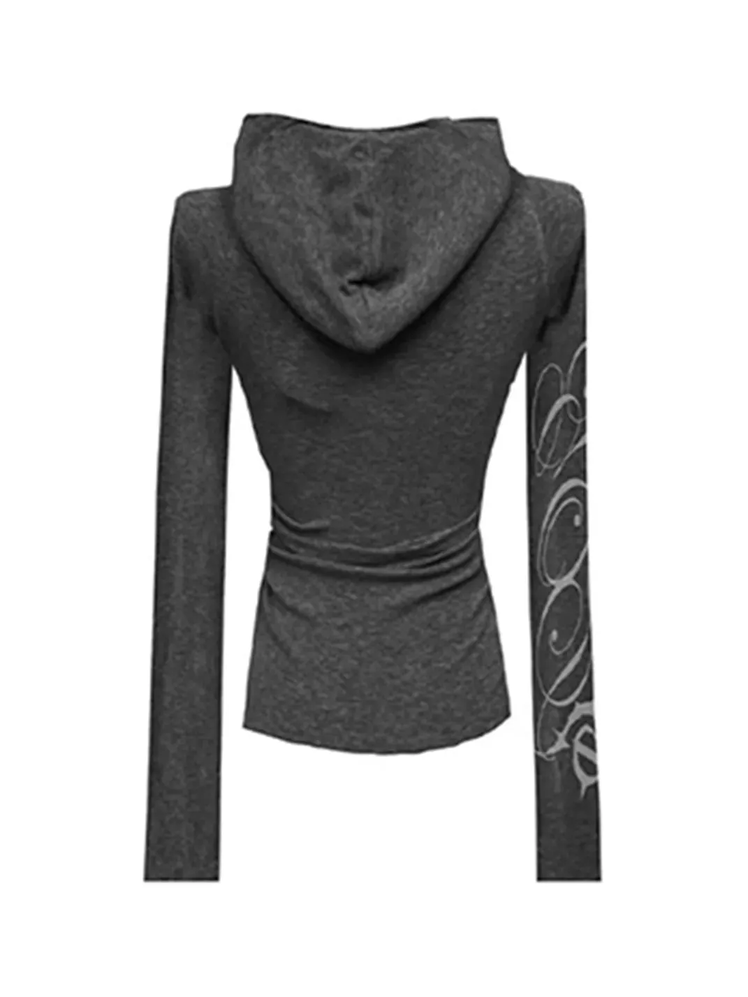 Gods plan | Musical Note Pattern Waist Cinched Hooded Top