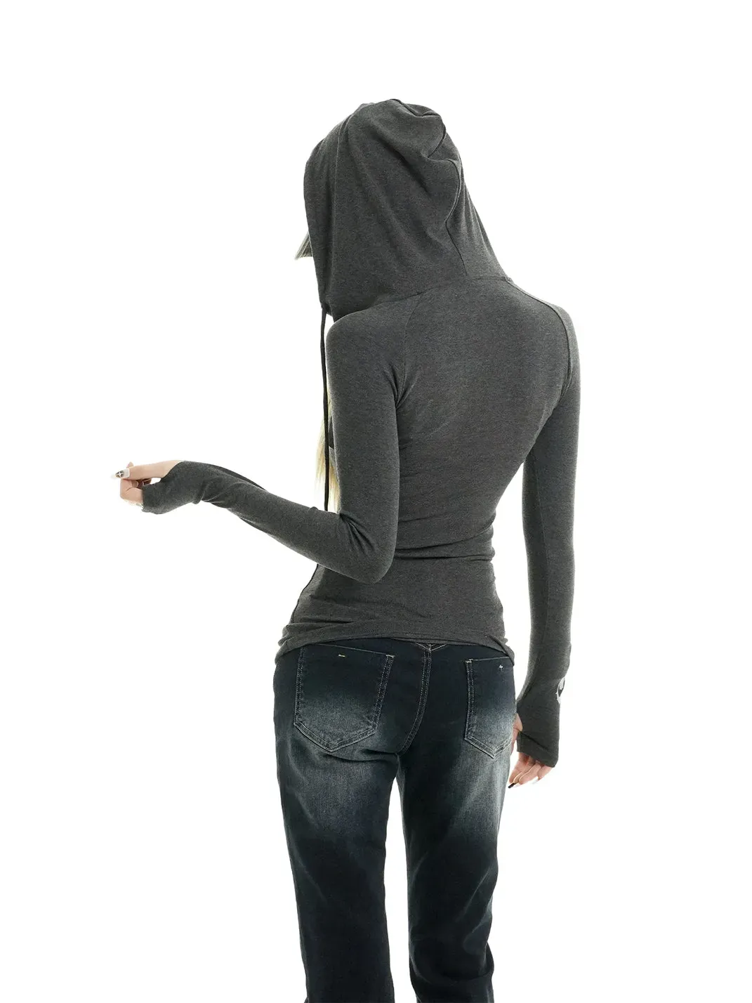 Gods plan | Musical Note Pattern Waist Cinched Hooded Top