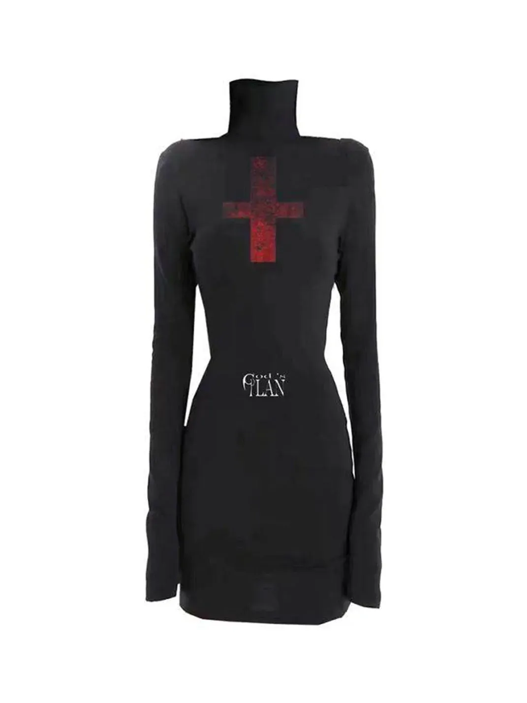 Gods plan | Cross Stand Collar Hip-hugging Dress