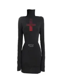 Gods plan | Cross Stand Collar Hip-hugging Dress