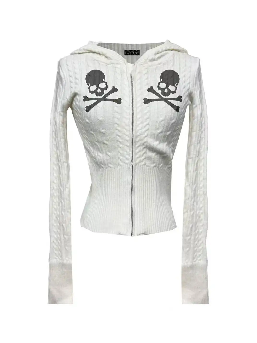 Gods plan | Skull Pattern Chunky Knit Sweater