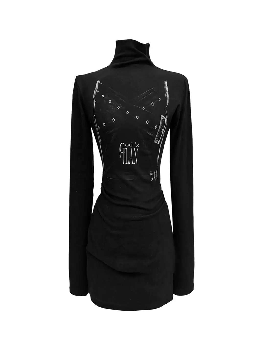 Gods plan | Stand Collar Faux Tube Top Bodycon Dress