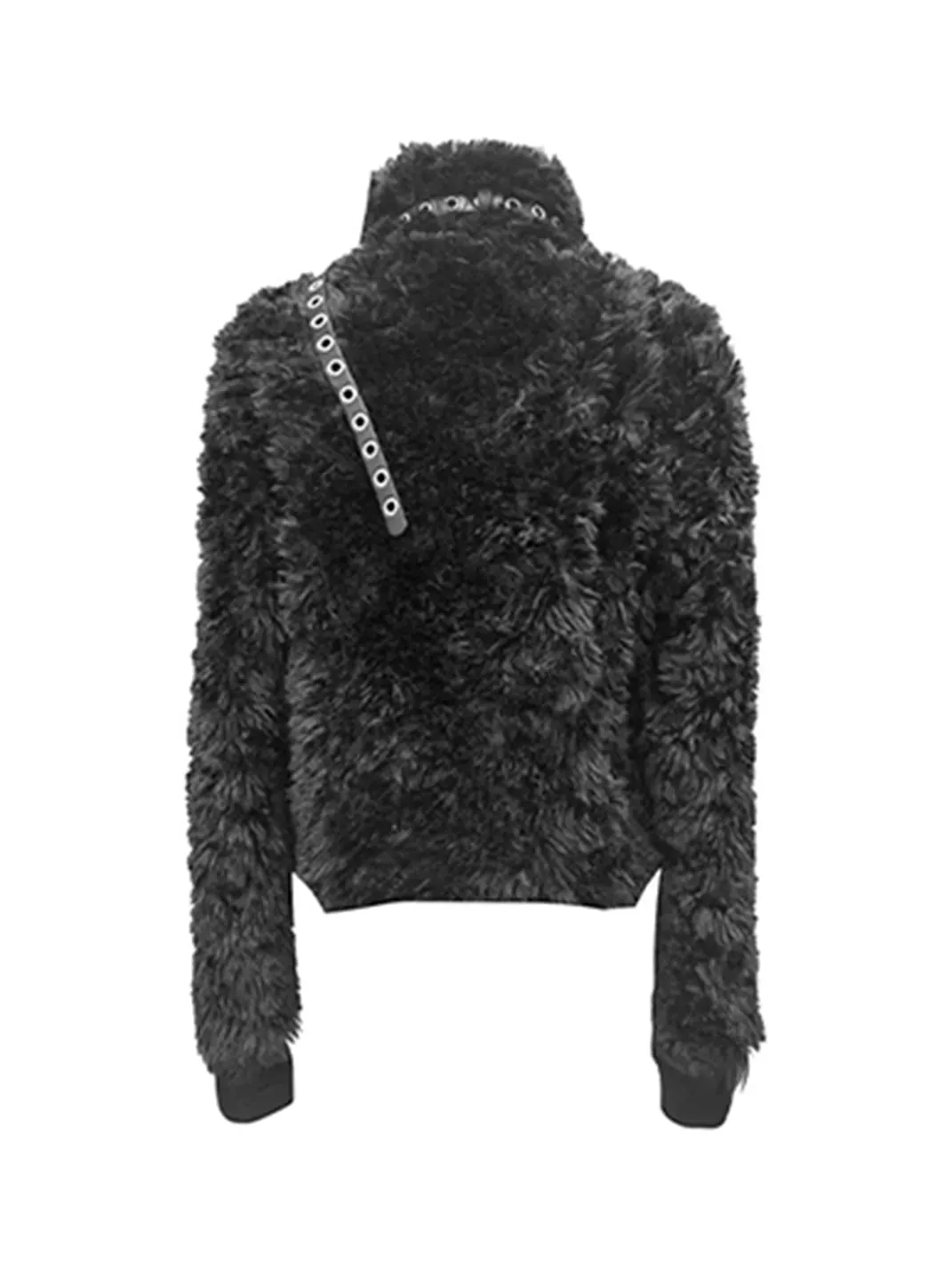 Gods plan | Stand Collar Leather Patchwork Star Faux Fur Cotton Padded Coat