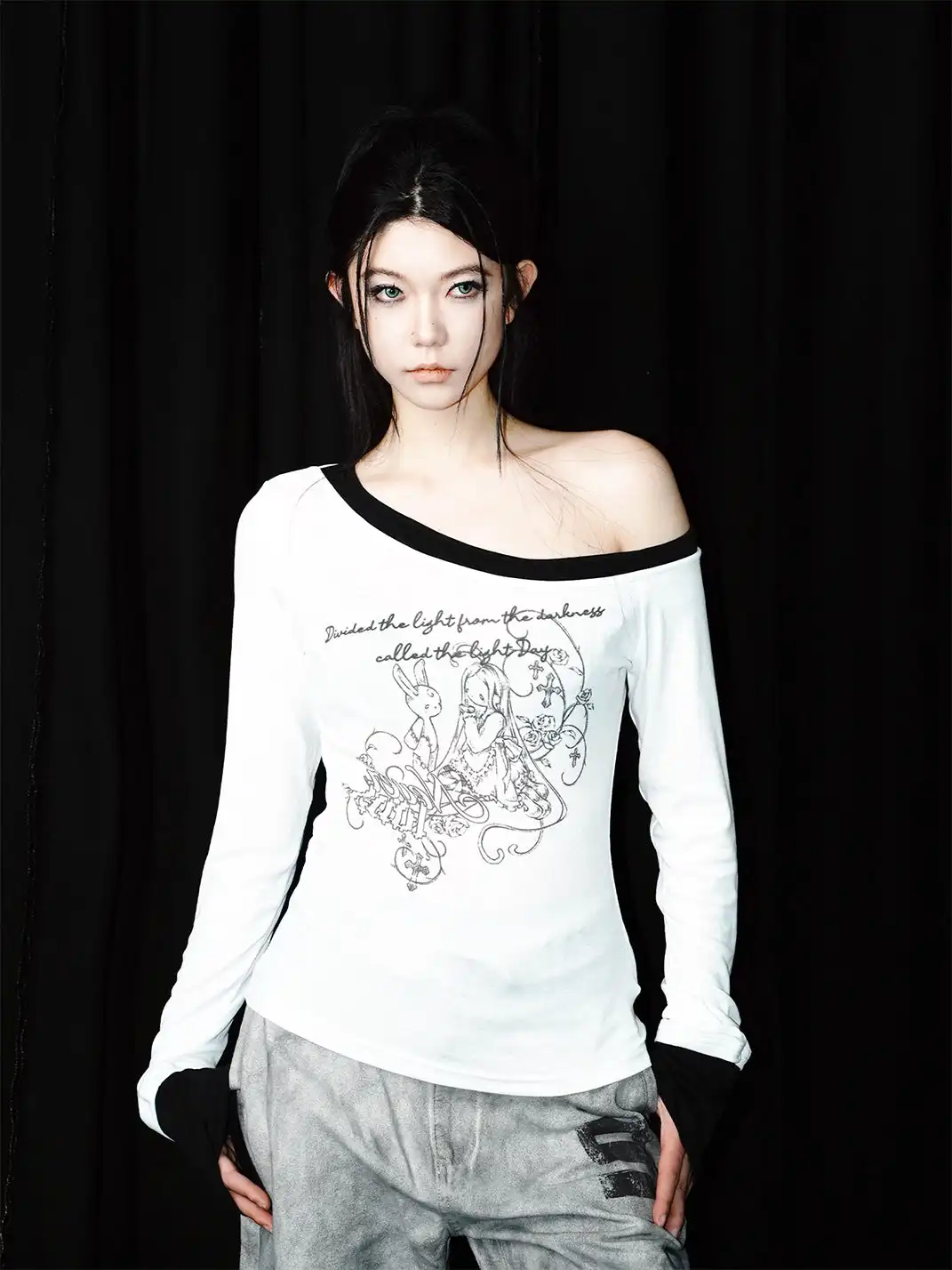 Gods plan | Asymmetrical Collar Color Block Base Layer Top