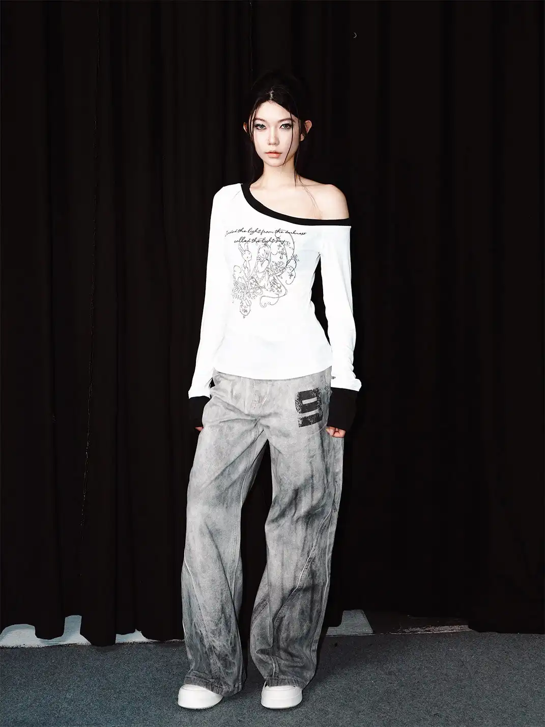 Gods plan | Asymmetrical Collar Color Block Base Layer Top