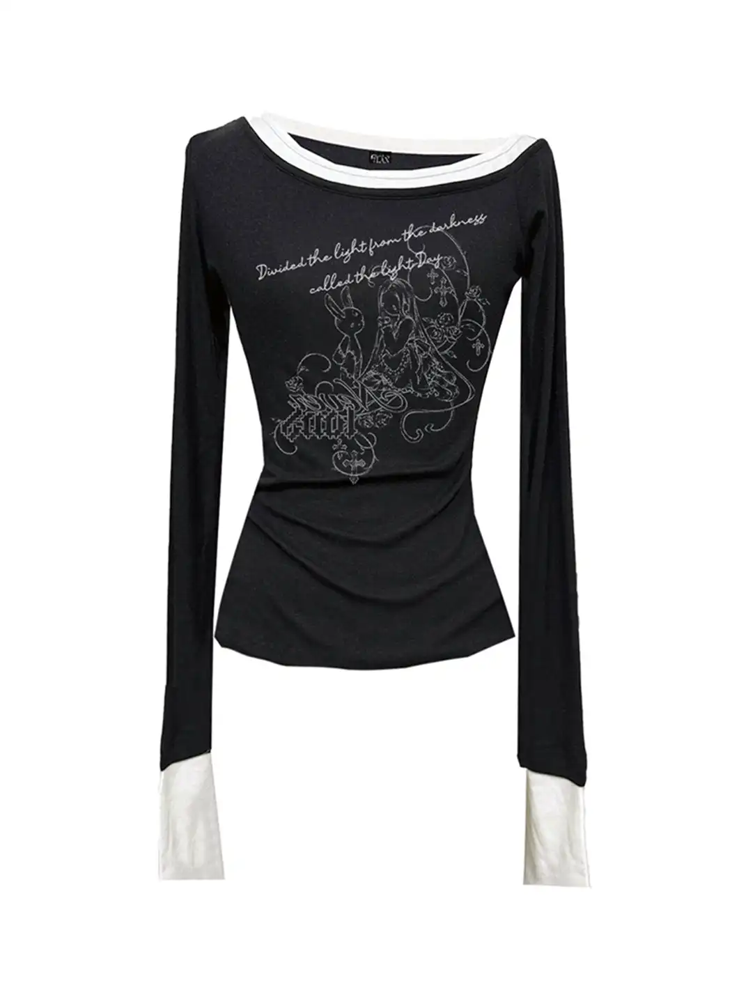 Gods plan | Asymmetrical Collar Color Block Base Layer Top