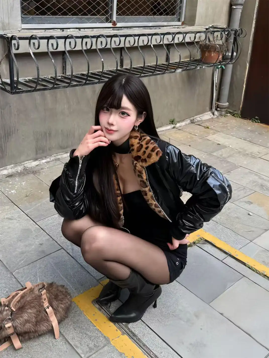 Gods plan | Leopard Print Color Block Patchwork Cotton Padded Coat