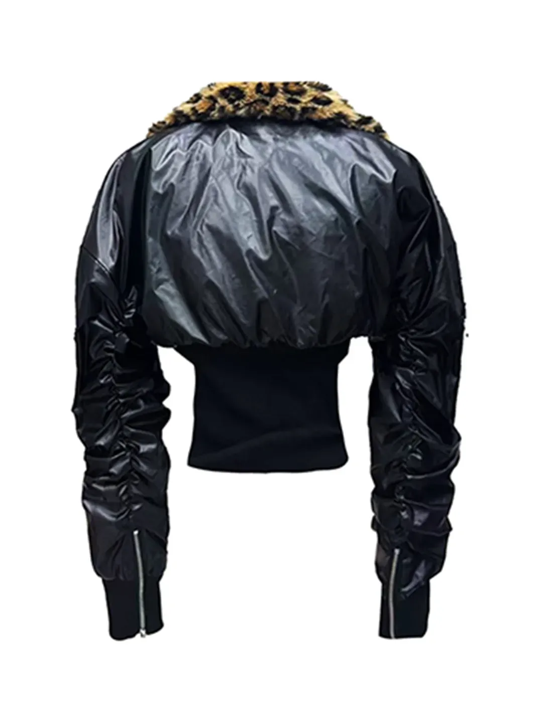 Gods plan | Leopard Print Color Block Patchwork Cotton Padded Coat