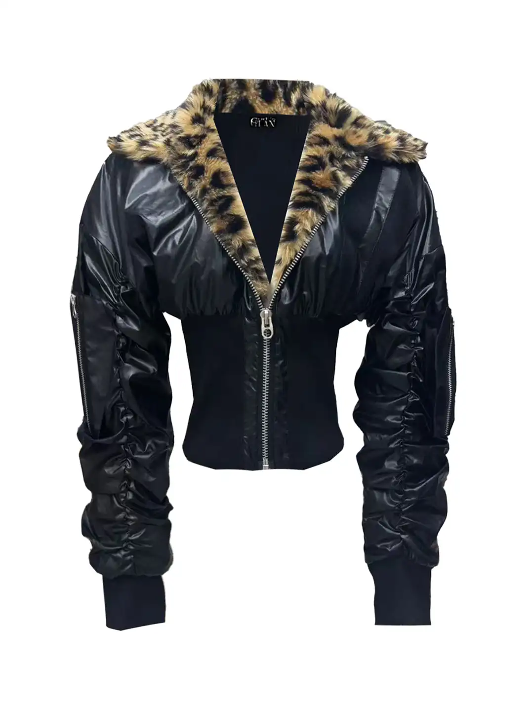 Gods plan | Leopard Print Color Block Patchwork Cotton Padded Coat
