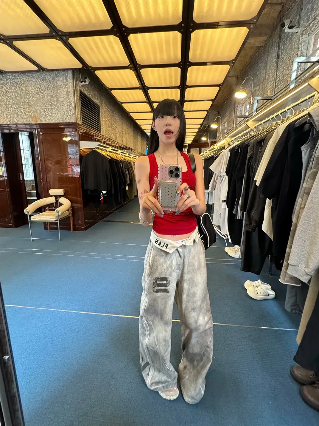 Gods plan | 3D Double Waist Color Block Wide Leg Pants