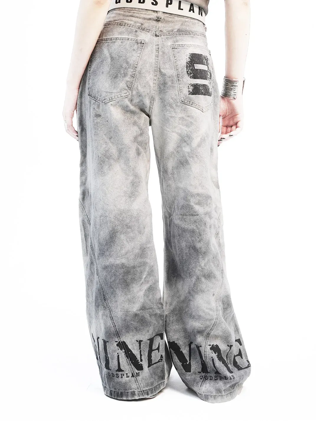 Gods plan | 3D Double Waist Color Block Wide Leg Pants