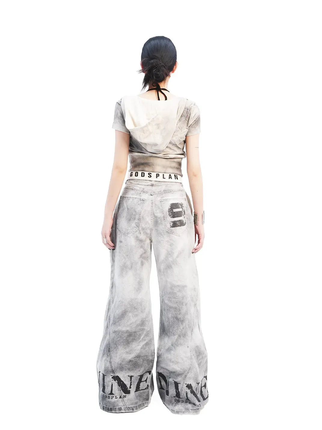 Gods plan | 3D Double Waist Color Block Wide Leg Pants