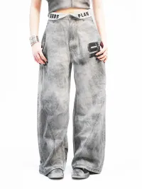 Gods plan | 3D Double Waist Color Block Wide Leg Pants