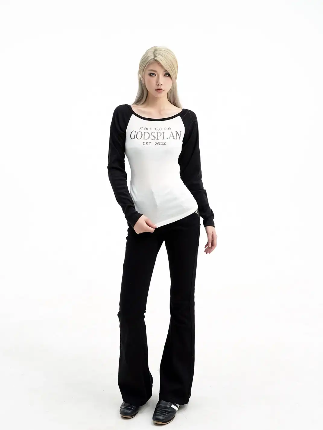 Gods plan | Basic Patchwork Color Block Long Sleeve Top