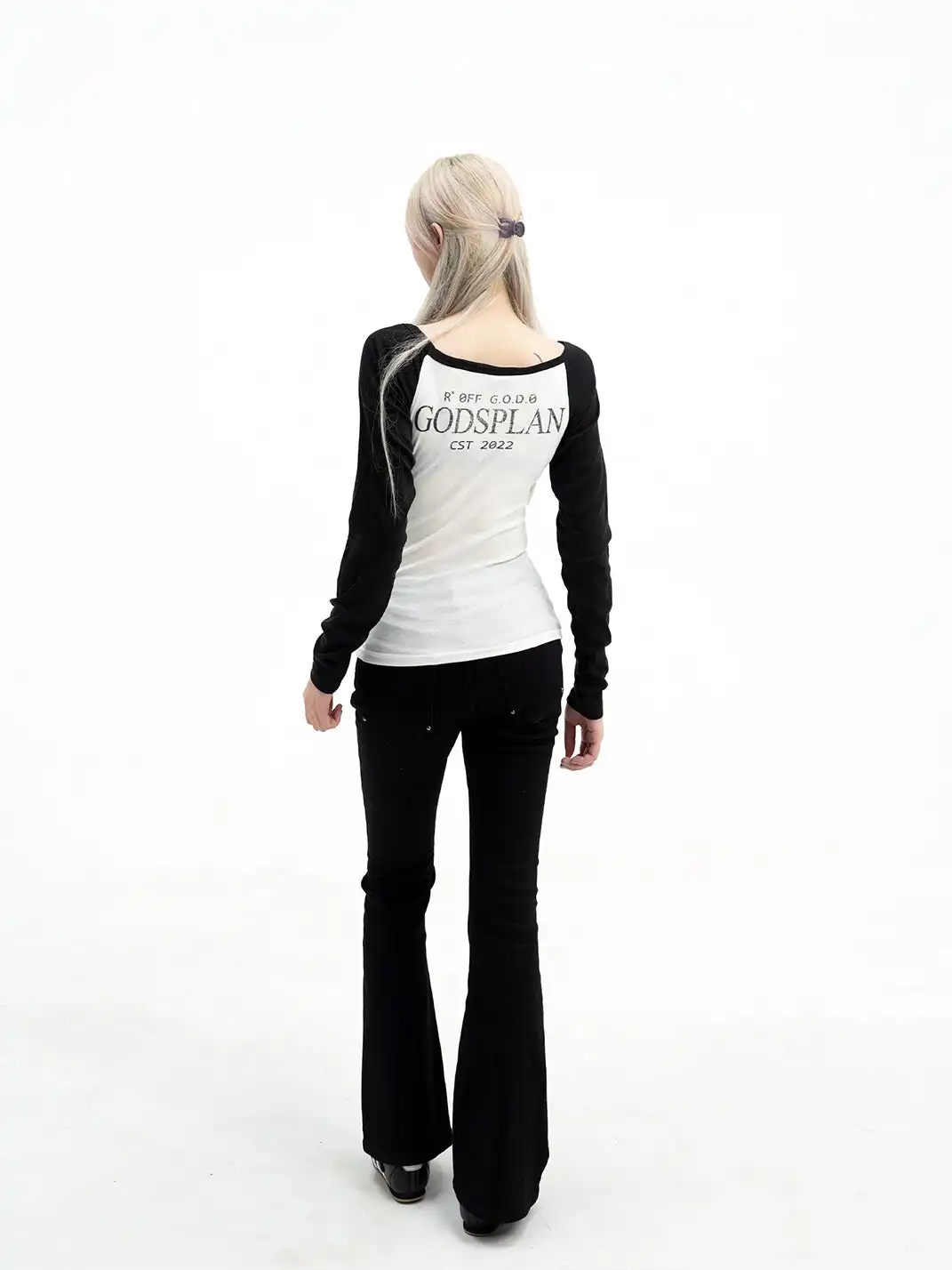 Gods plan | Basic Patchwork Color Block Long Sleeve Top