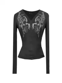 Gods plan | Original Gothic V-neck Long Sleeve Top