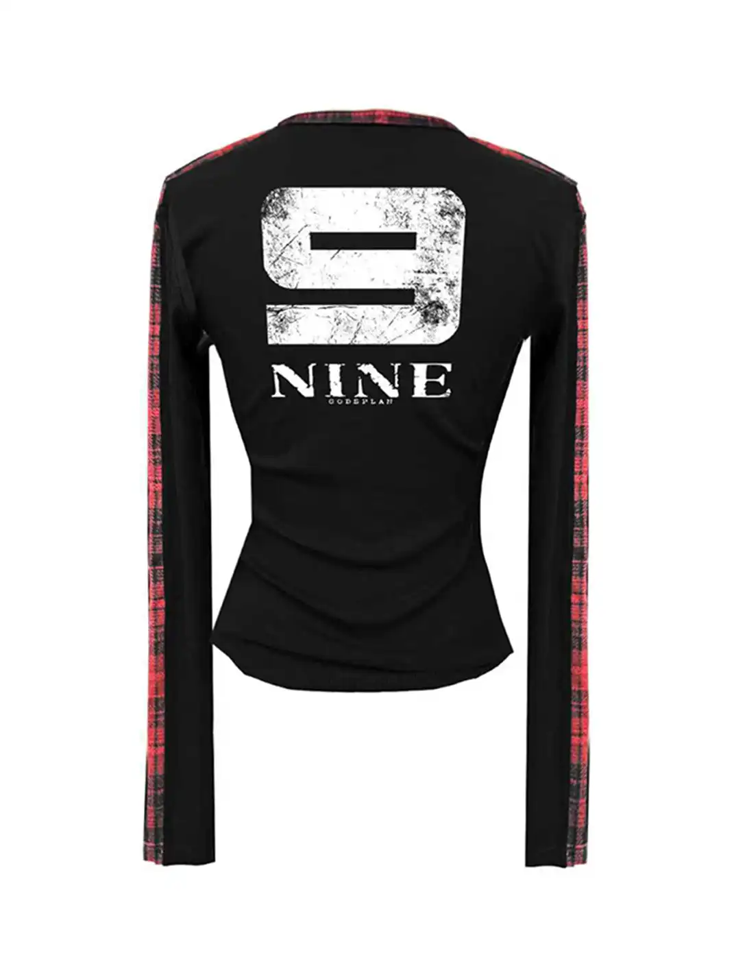 Gods plan | Plaid Patchwork V-neck Long Sleeve Top