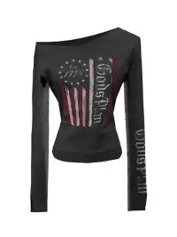 Gods plan | Asymmetrical Shoulder Printed Long Sleeve T-shirt