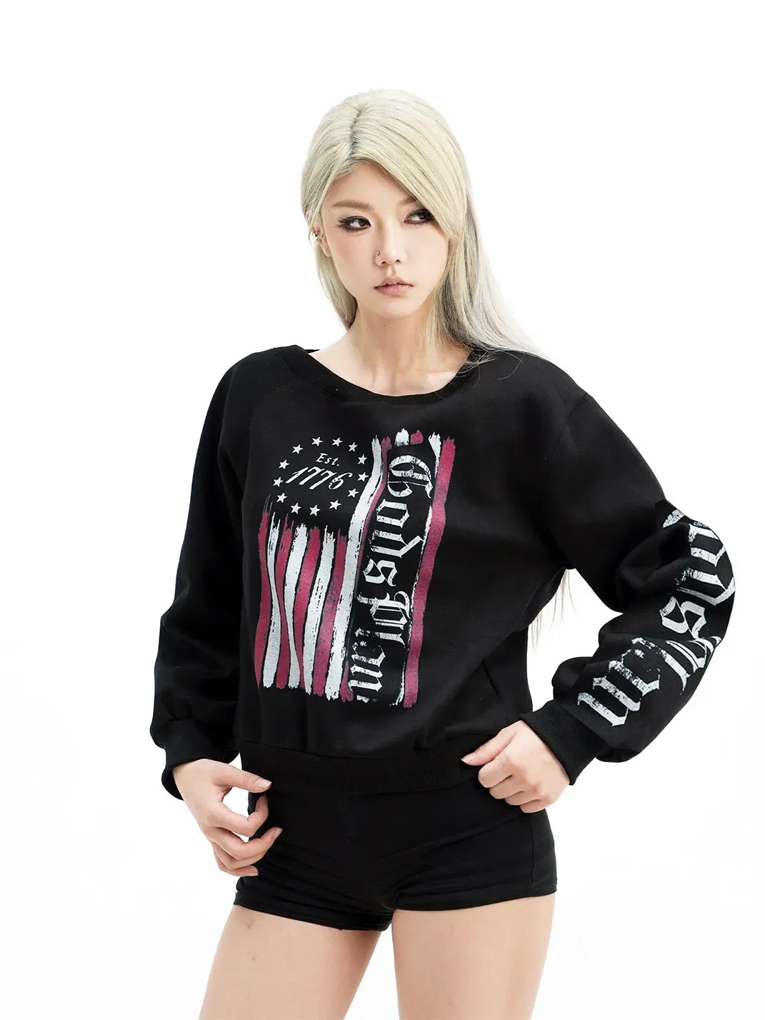 Gods plan | Asymmetrical Shoulder Printed Long Sleeve T-shirt