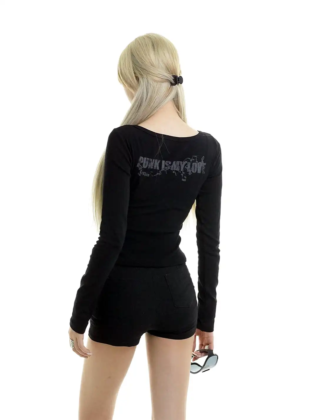 Gods plan | Music Note Series Waist Cinched Long Sleeve Top