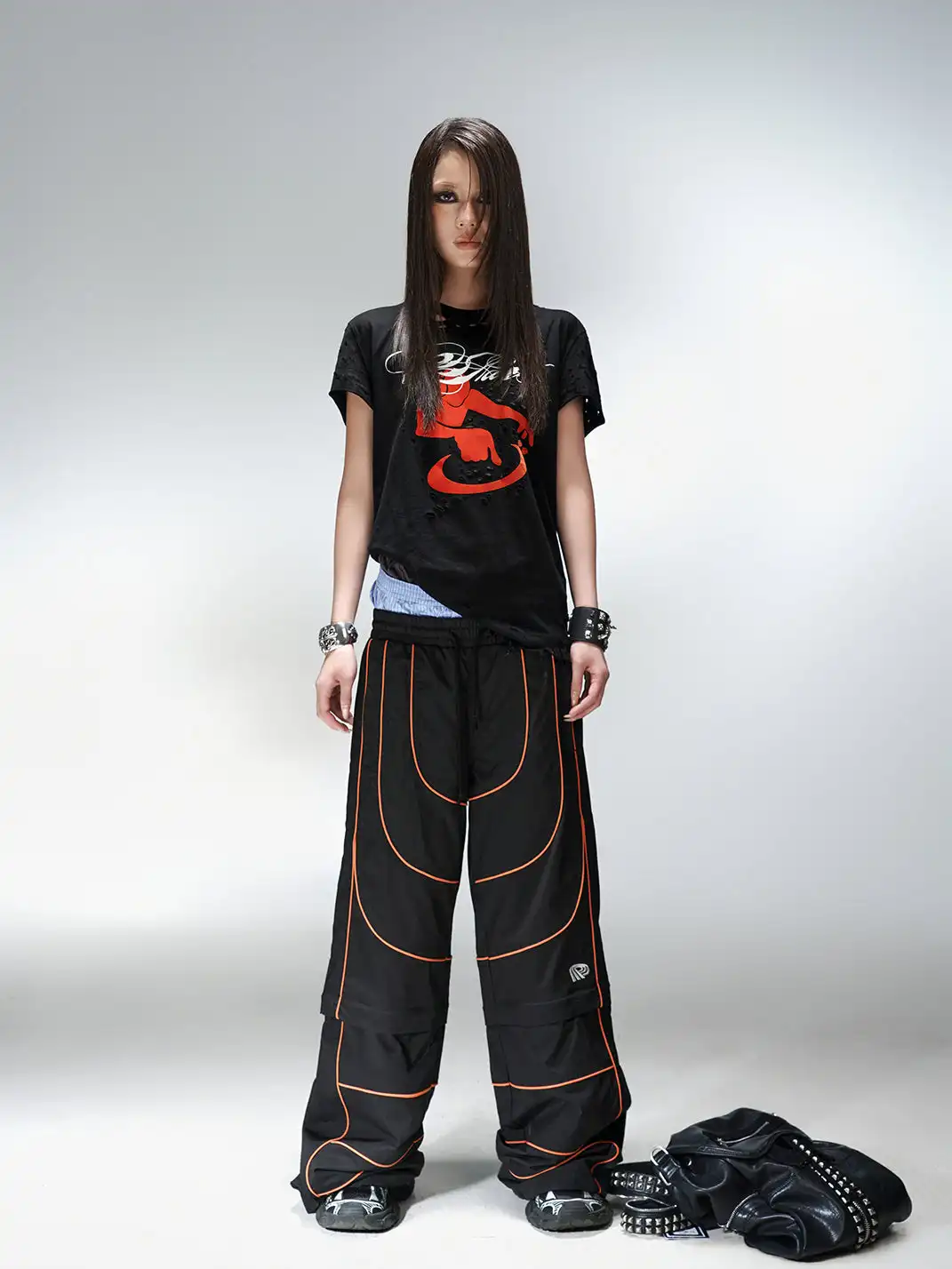 PCCVISION | Color Block Patchwork Embroidered Sports Pants